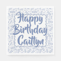 05 Birthday Number Pattern Scallops Blue/White