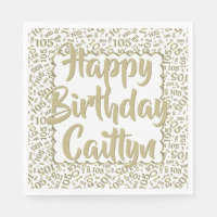 05 Birthday Number Pattern Scallops Gold/White