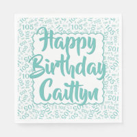 05 Birthday Number Pattern Scallops Teal/White