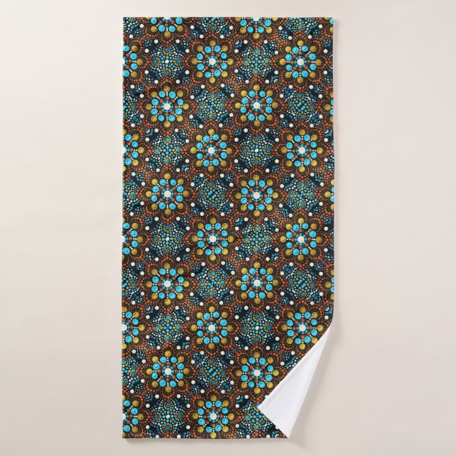 05 Brown and Turquoise Bath Towel (Bath Towel)
