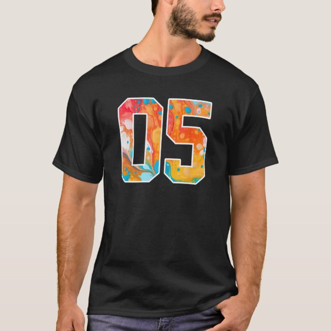 05 Colourful Sports Team Numbers Front and Back T-Shirt (Front)