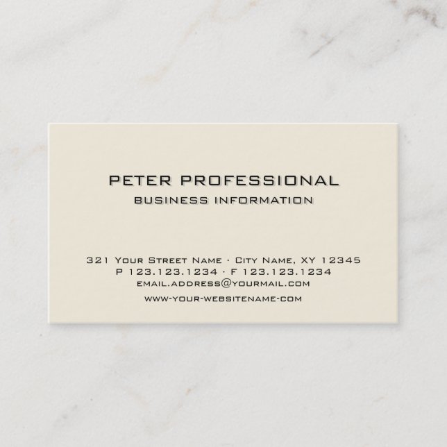 05 Modern Professional Business Card ivory cream (Front)