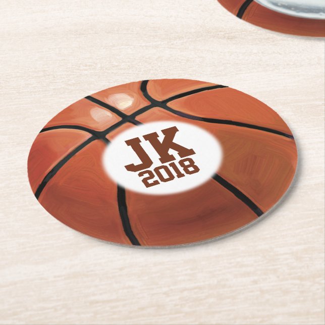 05of12 Disposable Basketball Ball party Round Paper Coaster (Angled)