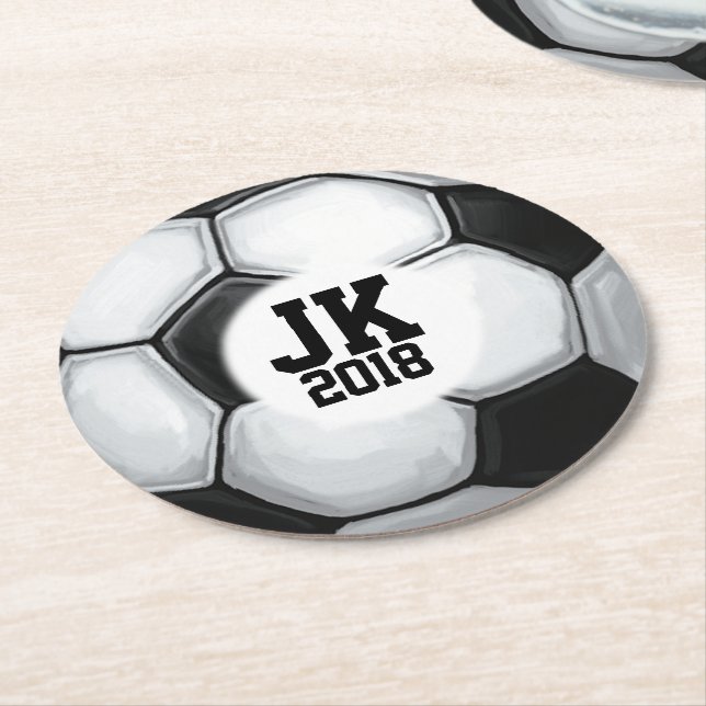 05of12 Disposable Soccer Ball party Round Paper Coaster (Angled)