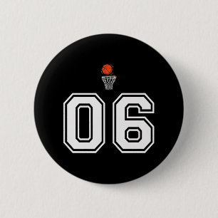 06 Number Basketball Style Vintage White Premium 6 Cm Round Badge