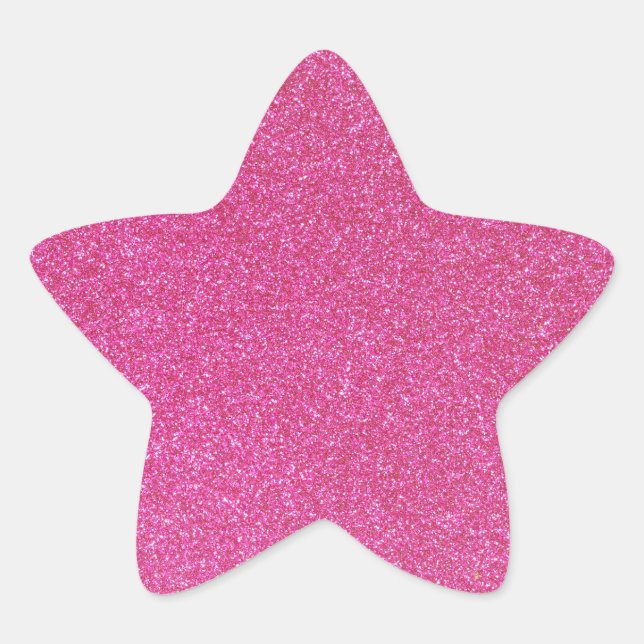 06 Pink Glitter Print Sparkles Star Sticker (Front)