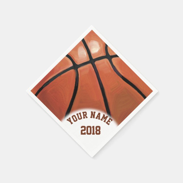 06of12 Black and Red Basketball Themed Napkins (Corner)