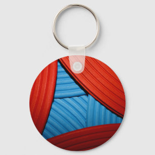 07 Blue & Red Abstract Pyramid Keychain