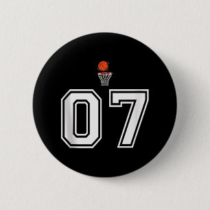 07 Number Basketball Style Vintage White Tank Top 6 Cm Round Badge