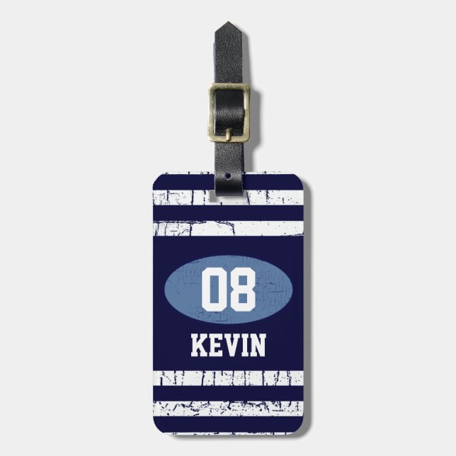 08 number sporting style luggage tag (Front Vertical)