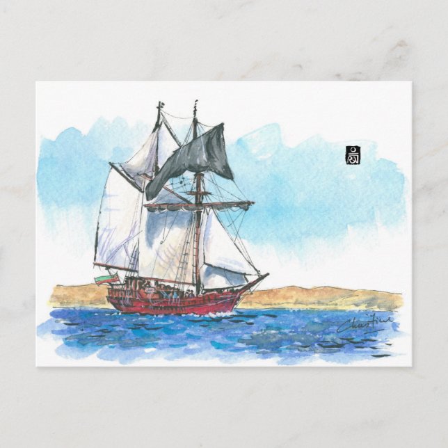 (096) Atyla Schooner Sailboats Postcard (Front)