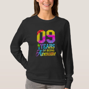 09 Years Of Being Awesome Tie Dye 9th Birthday Pre T-Shirt