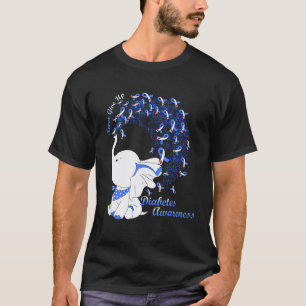 0 Blue Ribbon Elephant Never Give Up Diabetes Awar T-Shirt
