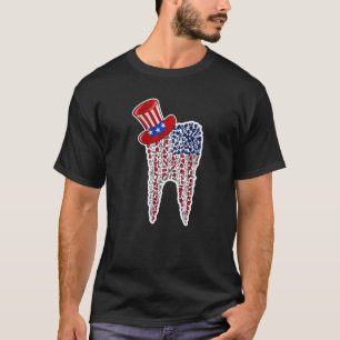 0 Dental Assistant Dentist Flag Teeth Tooth Surger T-Shirt