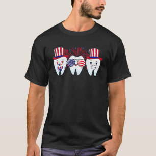 0 Dentist 4th Of July Dental Us Flag Patriotic Too T-Shirt