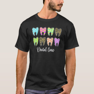 0 Funny Teeth Leopard Dental Crew Easter Day Denti T-Shirt