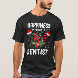 0 Happiness Is Being A Dentist Buffalo Plaid Teeth T-Shirt