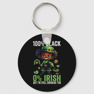0% Irish 100% Black -funny St. Patricks Day Black Key Ring