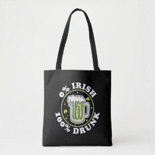 0 Irish 100 Drunk Green Beer Funny St Patrick s Tote Bag