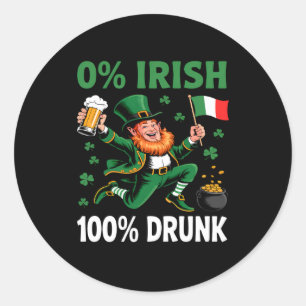 0% irish 100% father funny st patricks day drinkin classic round sticker