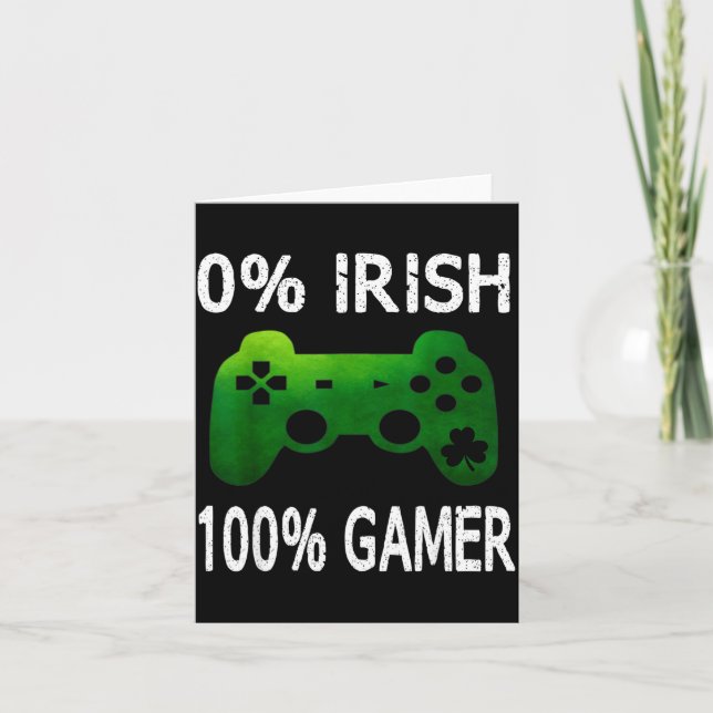 0% Irish 100% Gamer Funny St Patricks Day Video Ga Card (Front)