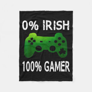0% Irish 100% Gamer Funny St Patricks Day Video Ga Fleece Blanket