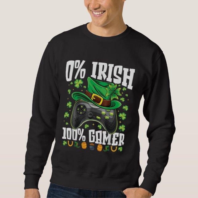 0 Irish 100 Gamer  St Patricks Day Video Games Boy Sweatshirt (Front)