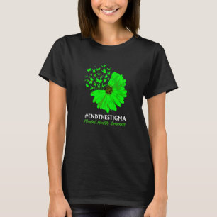 0 Mental Health Awareness Sunflower Butterfly End T-Shirt