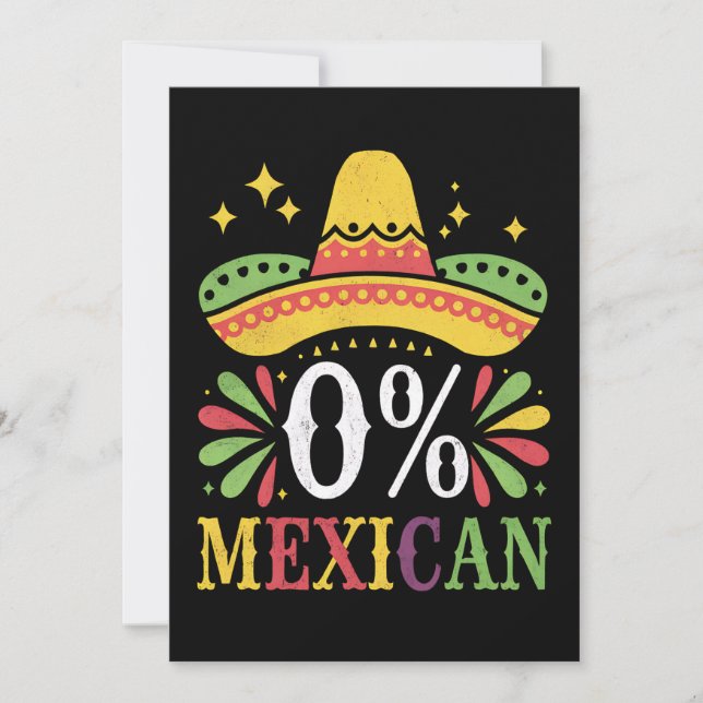 0% Mexican Zero Percent Funny Cinco De Mayo Invitation (Front)