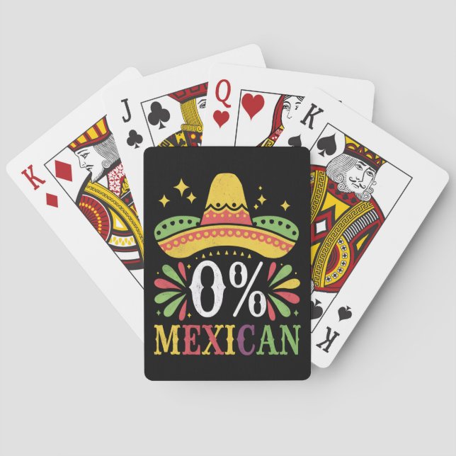 0% Mexican Zero Percent Funny Cinco De Mayo Playing Cards (Back)