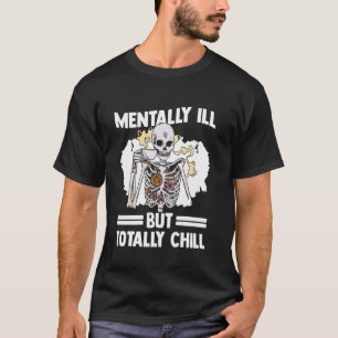0 Skeleton Drinking Coffee Mental Health Awareness T-Shirt