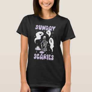 0 Sunday Skeleton Scaries Funny Office Work Mental T-Shirt