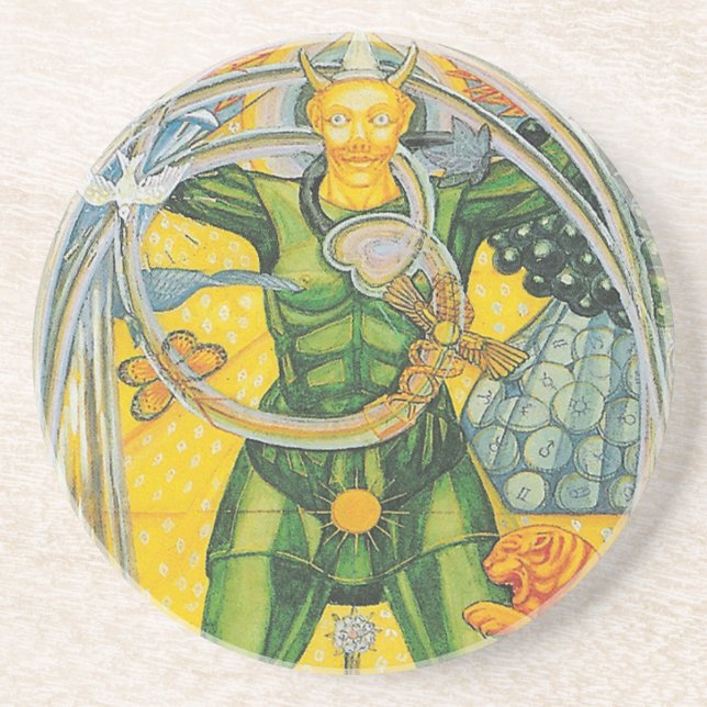 0. The Fool - Thoth Tarot Coaster (Front)