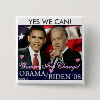 0_, YES WE CAN! 15 CM SQUARE BADGE