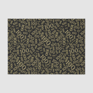 0th Birthday Black/Gold Random Number Pattern Tissue Paper