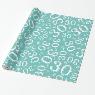 0th Birthday Black/White Random Number Pattern Wrapping Paper