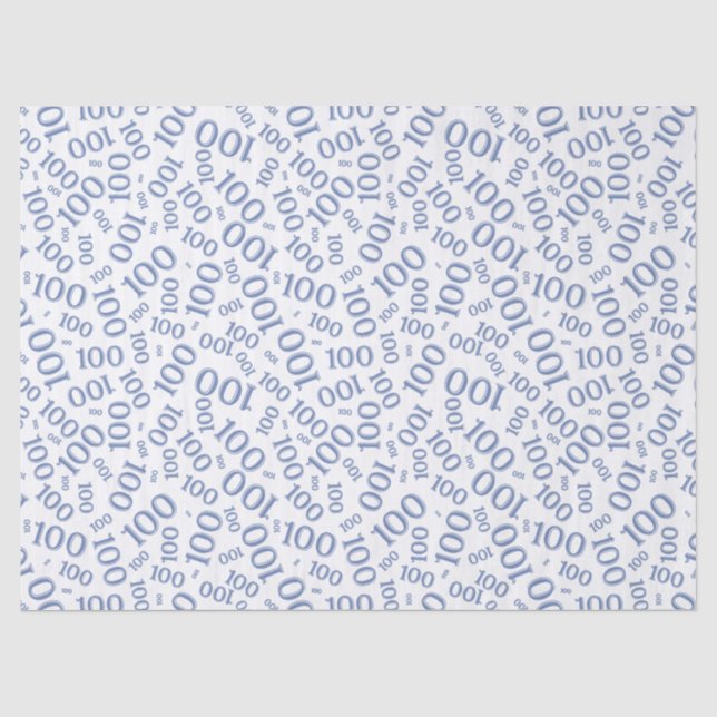 0th Birthday Blue/White Random Number Pattern Tissue Paper (Front)