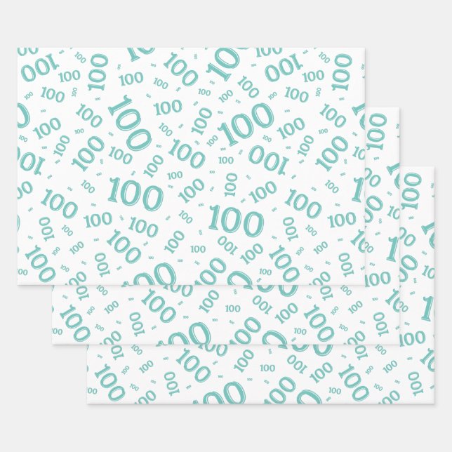 0th Modern Black/White Random Number Pattern Wrapping Paper Sheet (Set)