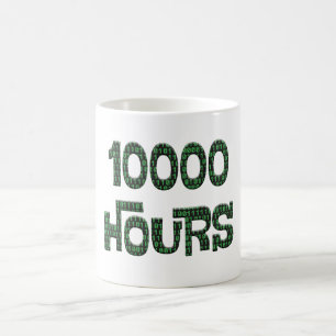 10000 hours with an overlay of computer binary cod coffee mug