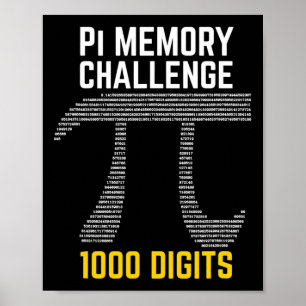 1000 Digits Of Pi Memory Challenge - Pi Day  Poster