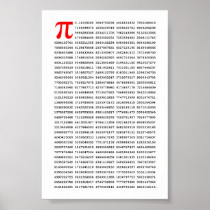 1000 First Digits Pi Number   Mathematical symbol Poster