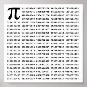 1000 First Digits Pi Number   Mathematical symbol Poster