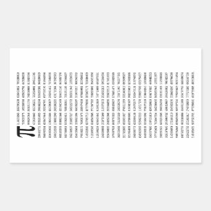 1000 First Digits Pi Number   Mathematical symbol Rectangular Sticker