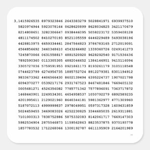 1000 First Digits Pi Number Mathematical symbol Square Sticker