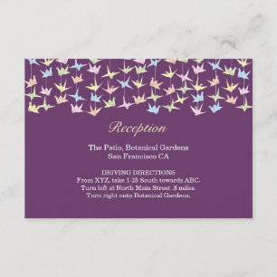 1000 Hanging Origami Paper Cranes Wedding (Purple) Enclosure Card