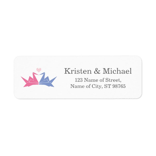 1000 Hanging Origami Paper Cranes Wedding Return Address Label (Front)