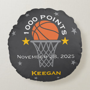 1000 Points Basketball Milestone Custom Round Cushion