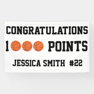 1000 Points Career Milstone Scorer Team Player  Banner