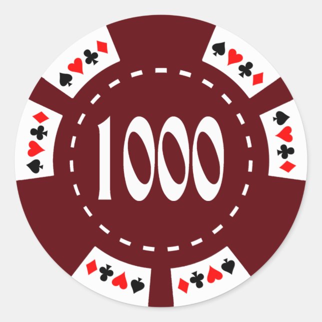$1000. Poker Chip Classic Round Sticker (Front)