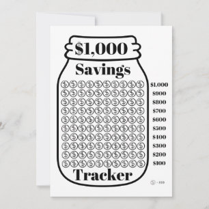 $1000 Savings Tracker Mason Jar Budget Goal Sheet Invitation
